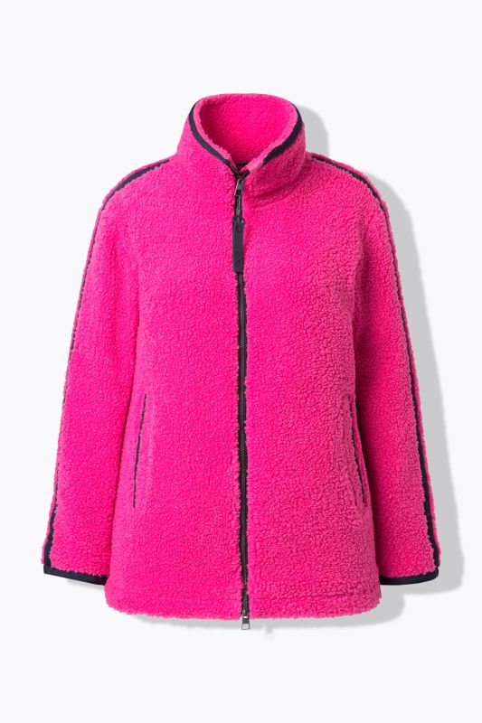 Contrast Stripe Teddy Fleece Jacket
