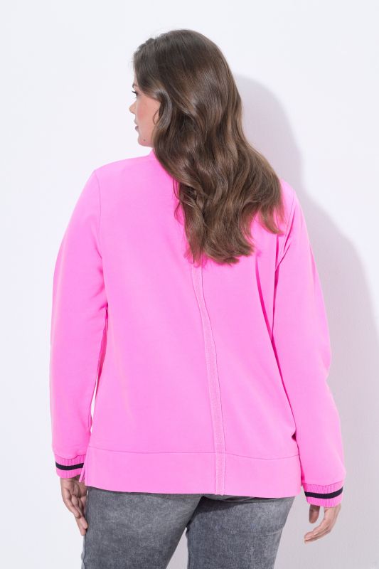 Split Neck Decorative Seam Long Sleeve Sweatshirt