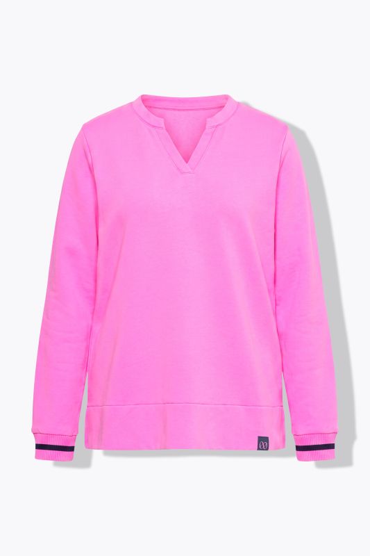 Split Neck Decorative Seam Long Sleeve Sweatshirt