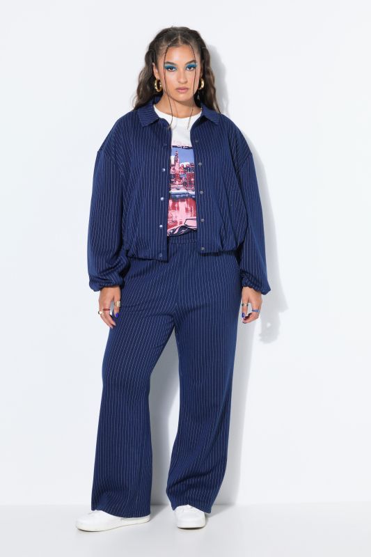 Pinstripe Balloon Sleeve Blouson Jacket