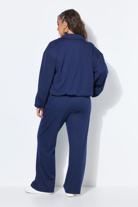 Pinstripe Balloon Sleeve Blouson Jacket