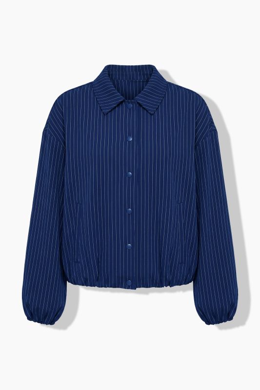 Pinstripe Balloon Sleeve Blouson Jacket