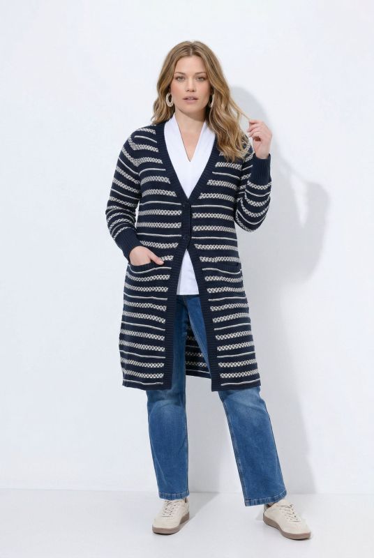 Eco Cotton Longline Mixed Stripe Cardigan