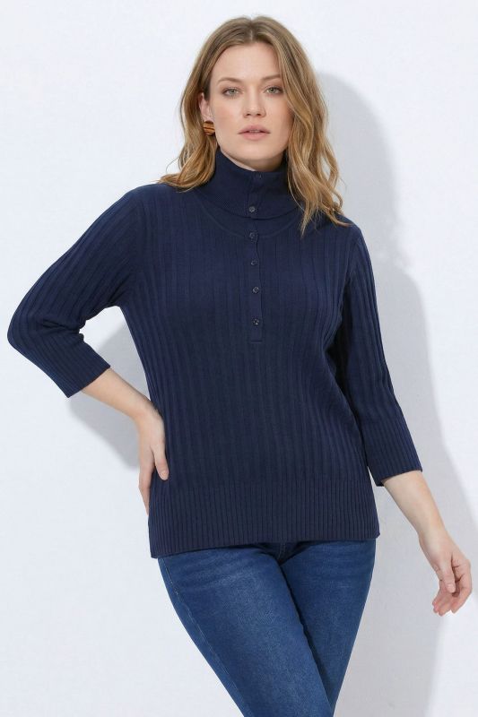 Eco Cotton 3/4 Sleeve Turtleneck Sweater