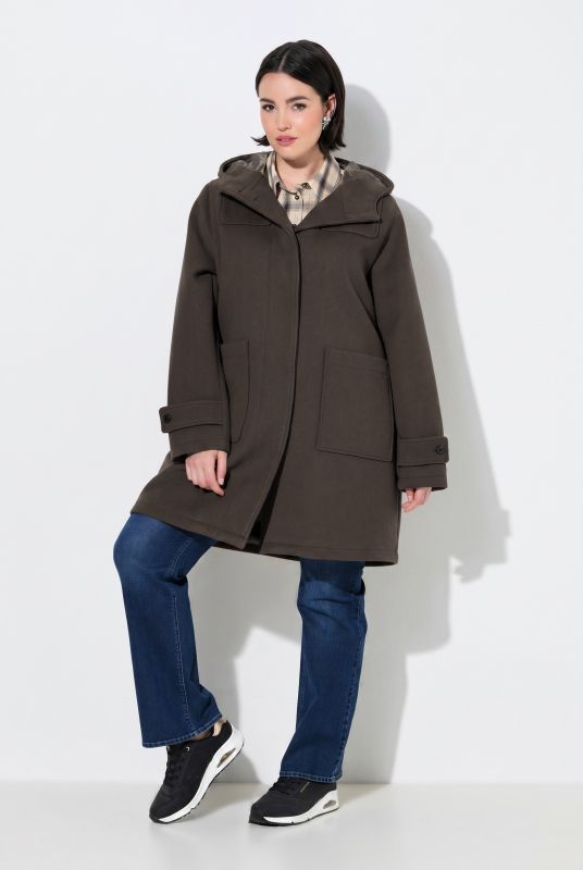 A-Line Wool Blend Zip-Up Duffle Coat