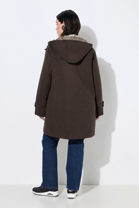 A-Line Wool Blend Zip-Up Duffle Coat