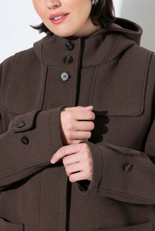 A-Line Wool Blend Zip-Up Duffle Coat