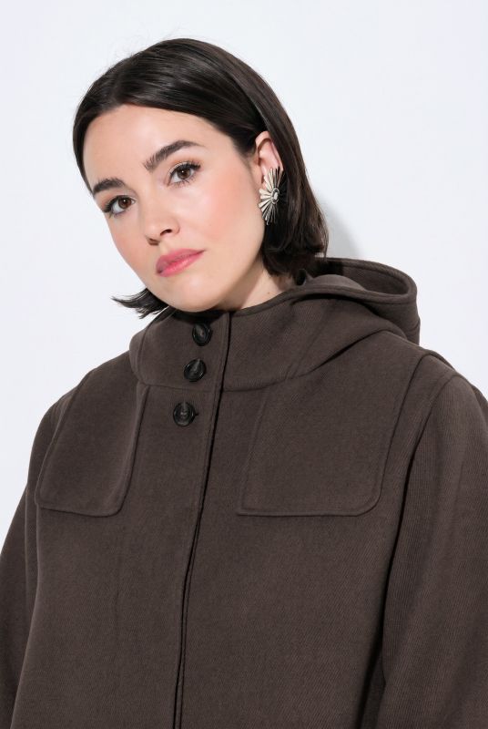 A-Line Wool Blend Zip-Up Duffle Coat