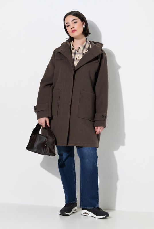 A-Line Wool Blend Zip-Up Duffle Coat