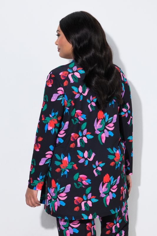 Matte Jersey Vibrant Floral Open Shape Jacket