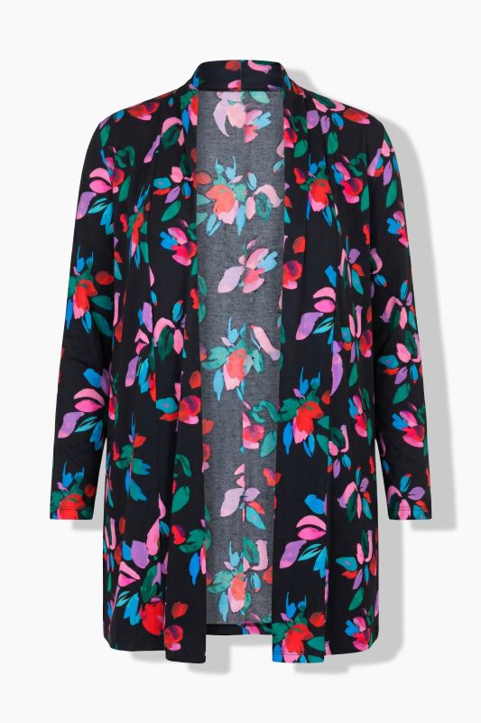 Matte Jersey Vibrant Floral Open Shape Jacket
