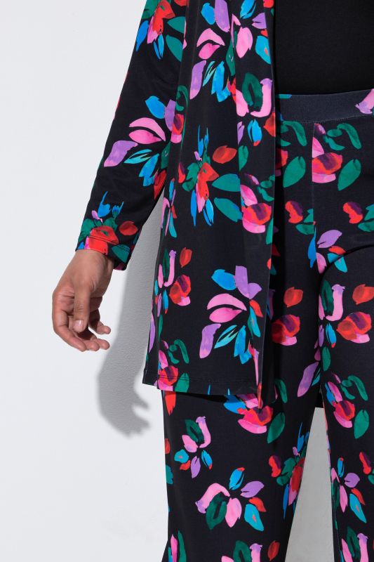 Matte Jersey Vibrant Floral Open Shape Jacket