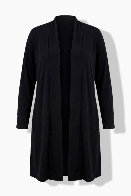 Matte Jersey Open Front Long Sleeve Jacket
