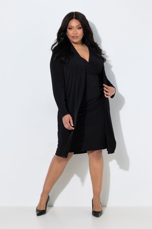 Matte Jersey Open Front Long Sleeve Jacket