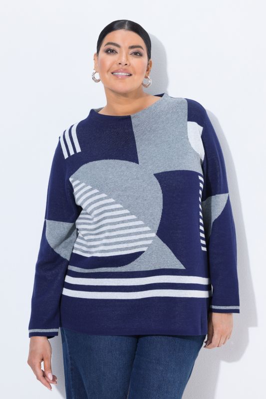 Geometric Pattern Long Sleeve Sweater
