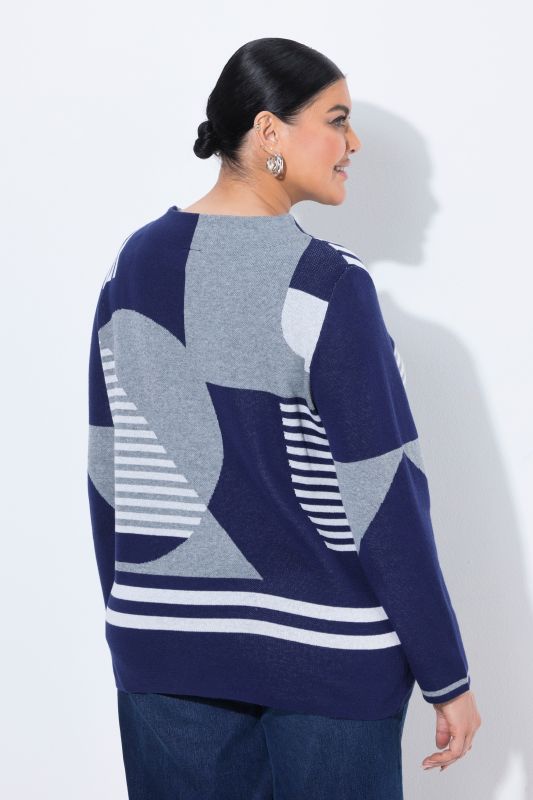 Geometric Pattern Long Sleeve Sweater