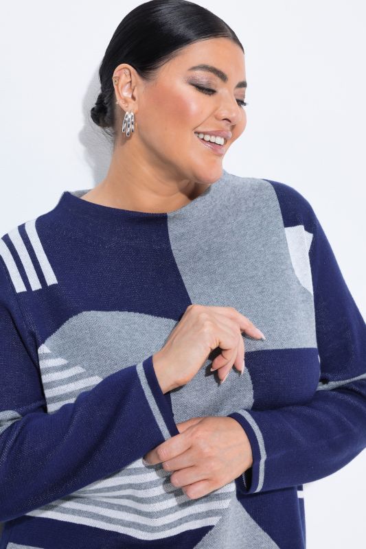 Geometric Pattern Long Sleeve Sweater