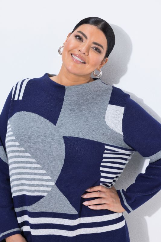 Geometric Pattern Long Sleeve Sweater