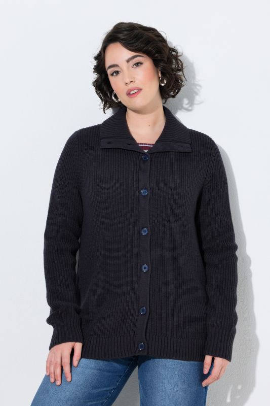 Ribbed Knit Long Sleeve Turtleneck Cardigan