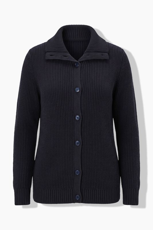 Ribbed Knit Long Sleeve Turtleneck Cardigan