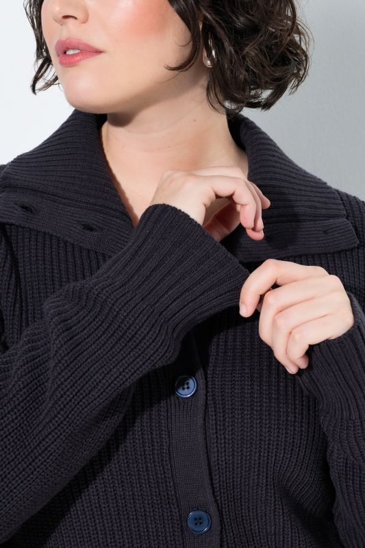 Ribbed Knit Long Sleeve Turtleneck Cardigan