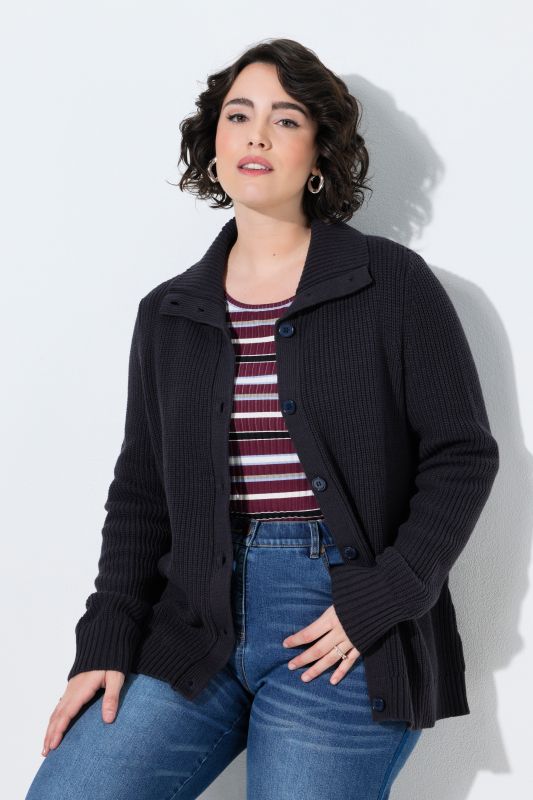 Ribbed Knit Long Sleeve Turtleneck Cardigan
