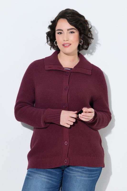 Ribbed Knit Long Sleeve Turtleneck Cardigan
