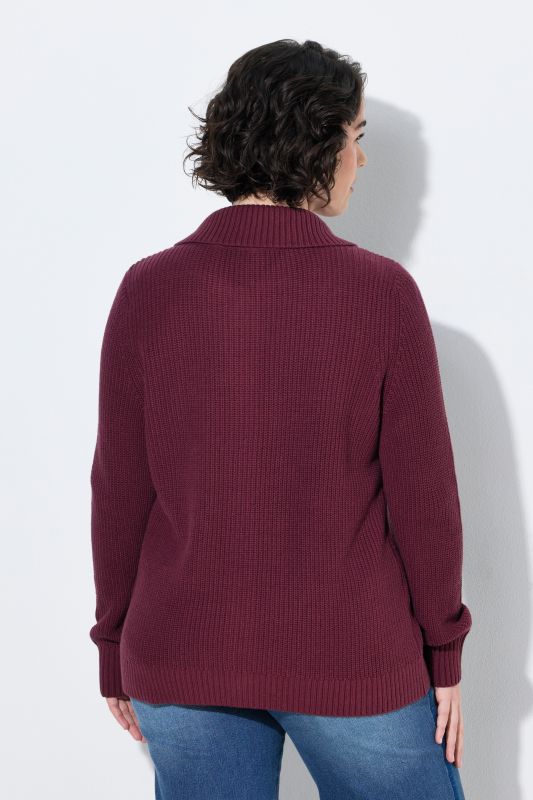 Ribbed Knit Long Sleeve Turtleneck Cardigan