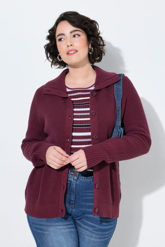 Ribbed Knit Long Sleeve Turtleneck Cardigan