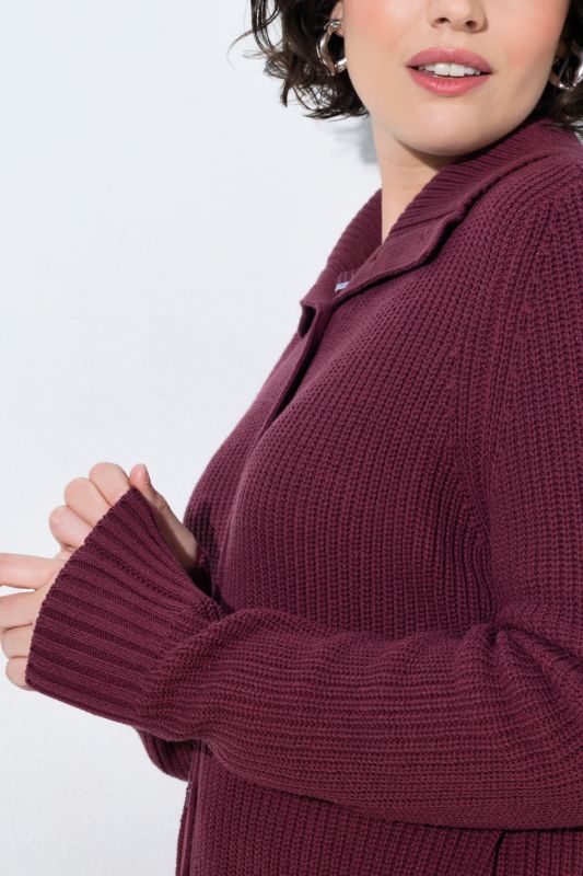 Ribbed Knit Long Sleeve Turtleneck Cardigan