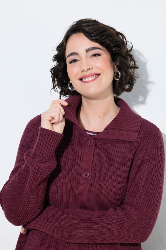 Ribbed Knit Long Sleeve Turtleneck Cardigan