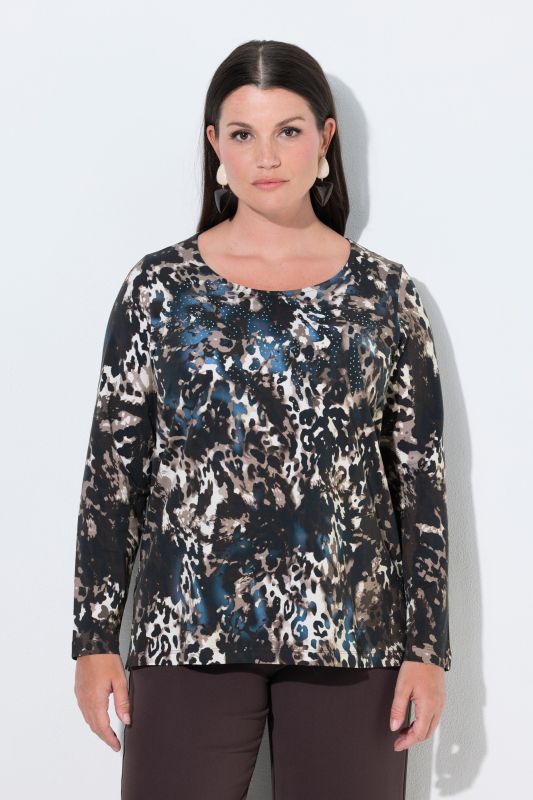 Sparkling Leopard Print Pima Cotton T-Shirt Blouse