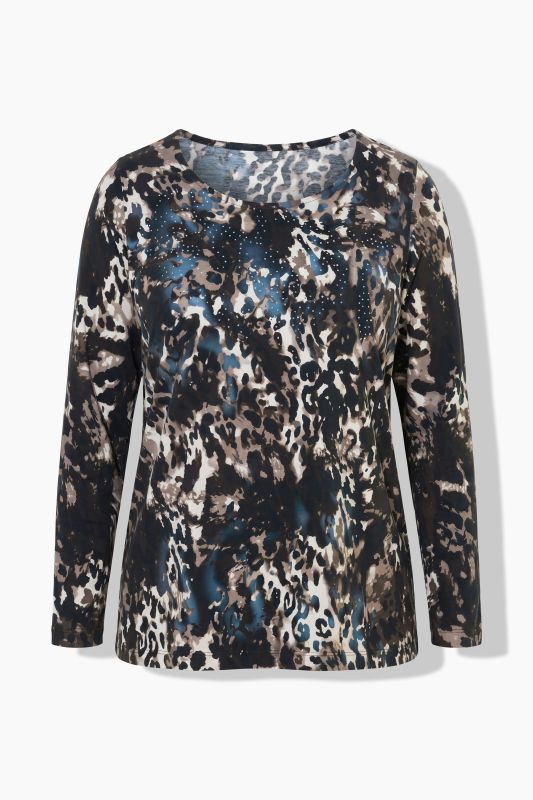 Sparkling Leopard Print Pima Cotton T-Shirt Blouse