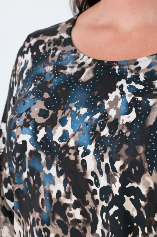 Sparkling Leopard Print Pima Cotton T-Shirt Blouse