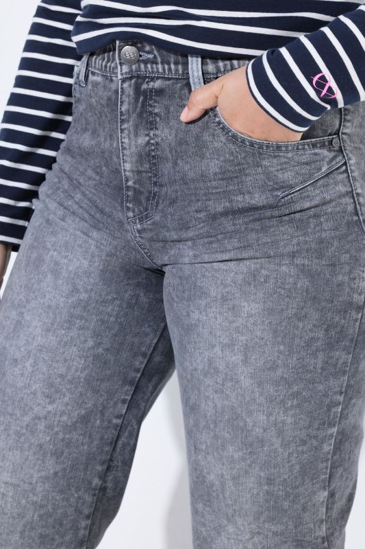 Acid Wash Fixed Cuff Stretch Fit Jeans