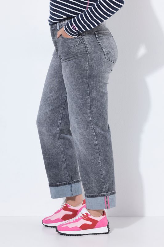 Acid Wash Fixed Cuff Stretch Fit Jeans