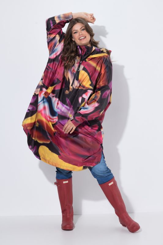 Abstract Floral Rain Poncho