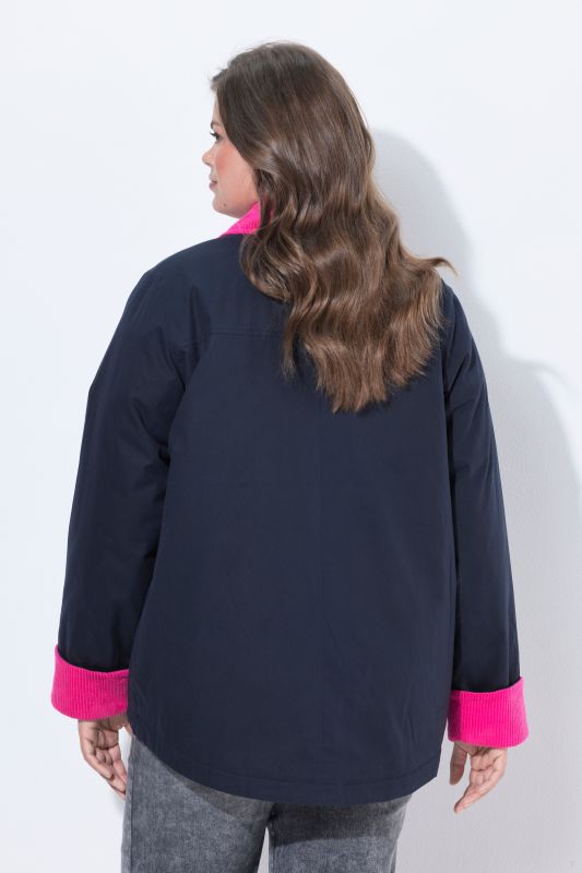 Color Pop Corduroy Detail Zip-Up Jacket