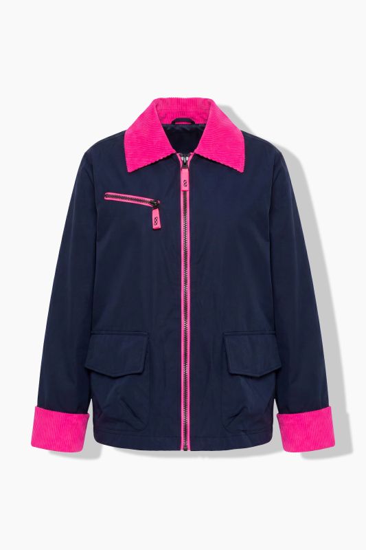 Color Pop Corduroy Detail Zip-Up Jacket