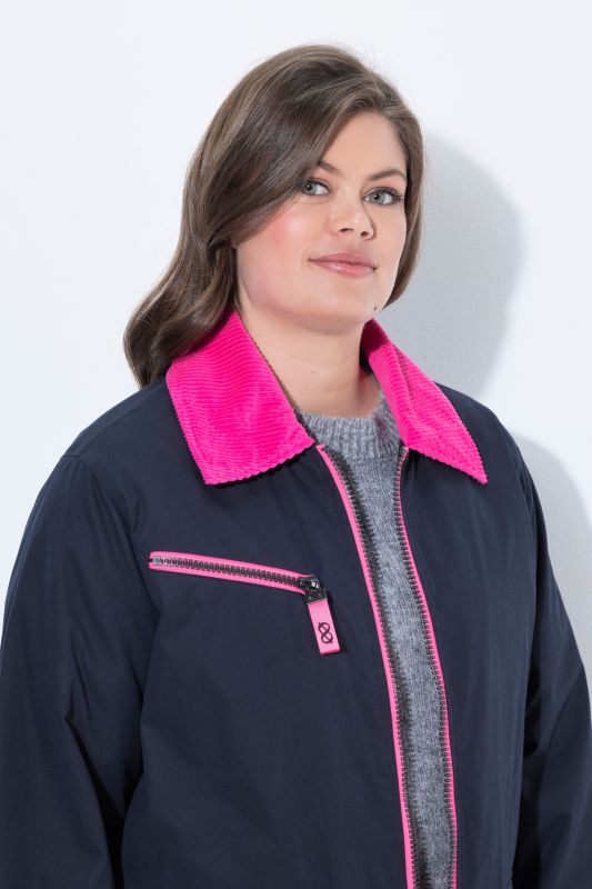Color Pop Corduroy Detail Zip-Up Jacket