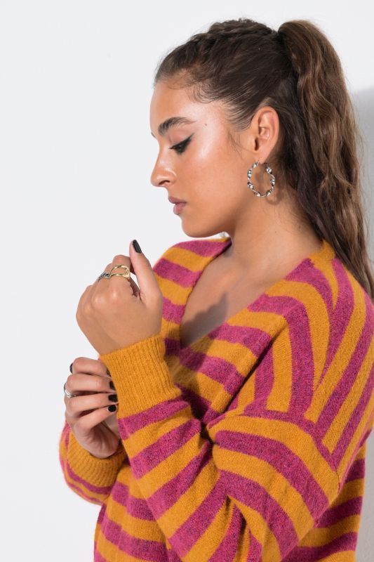 Striped V-Neck Sweater