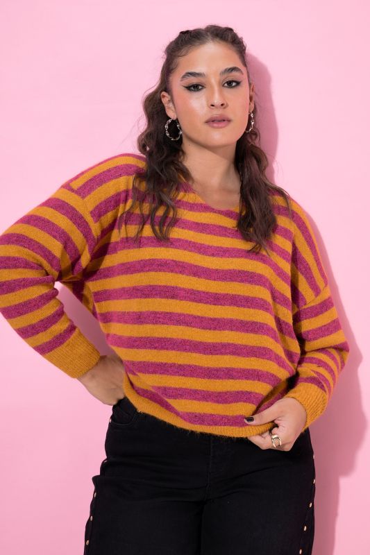 Striped V-Neck Sweater