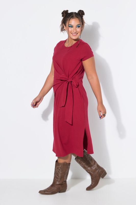 Tie Waist Midi Jersey Dress