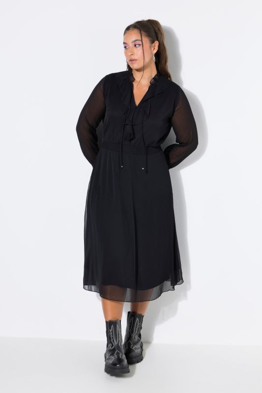 Layered Chiffon Elastic Waist Ruffle Dress