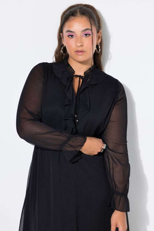 Layered Chiffon Elastic Waist Ruffle Dress