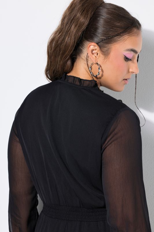 Layered Chiffon Elastic Waist Ruffle Dress