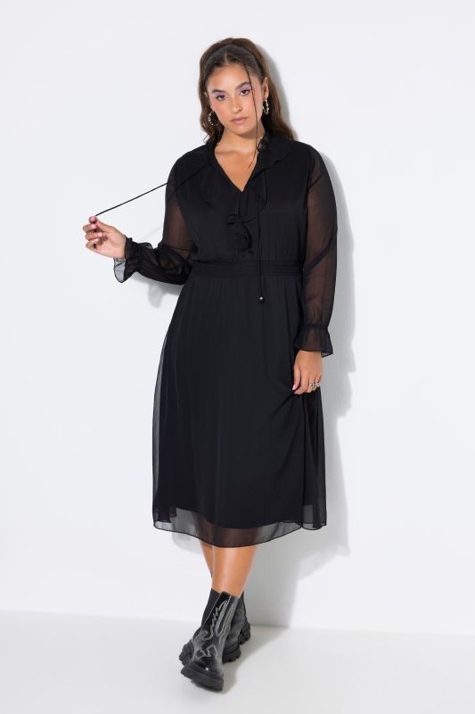 Layered Chiffon Elastic Waist Ruffle Dress