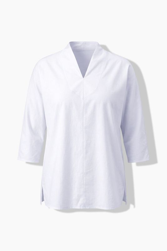 Eco Cotton Decorative Seam 3/4 Sleeve Blouse