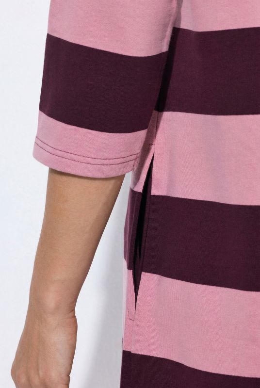 Eco Cotton Striped 3/4 Sleeve Sweatshirt Dress