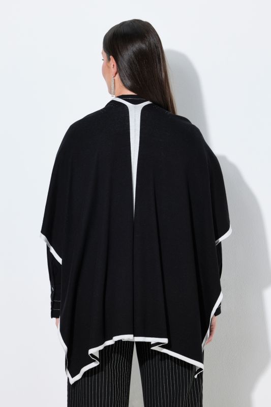 Rhinestoned Open Shape Knit Poncho